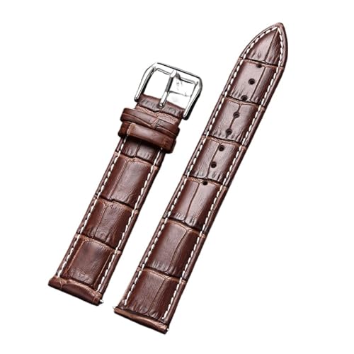 HASGTFM Universal Leder Armband 16mm 18mm 20mm 22mm 24mm Männer Frauen Schwarz Braun Leder Armband armband(Brown(white line),24mm) von HASGTFM