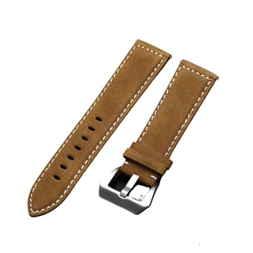 HASGTFM Vintage Matte Männliche Armband 18mm 20mm 22mm 24mm Leder Männer Armband Uhr Zubehör Luxus Uhrenarmbänder(Yellow brown,18mm) von HASGTFM
