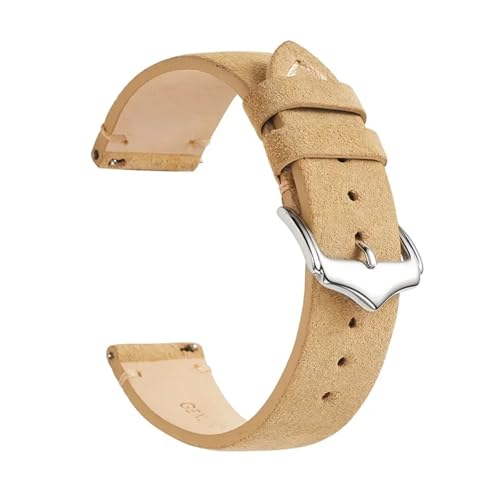 HASGTFM Vintage-Uhrenarmband aus weichem Wildleder, Schnellverschluss, handgefertigte Nähte, Handschlaufe, 18 mm, 20 mm, 22 mm, for Herren und Damen, Leder-Uhrenarmbänder(E,18mm) von HASGTFM