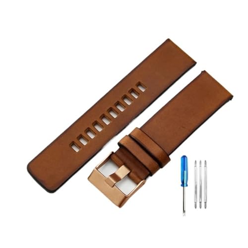 HASGTFM Weiche elastische Uhrenarmbänder passend for Diesel Retro-Serie DZ4343 DZ4323 DZ7406 DZ7408 Bequemes Uhrenarmband 22 24 26 mm(Brown(FG)-Rose-K3,22mm) von HASGTFM