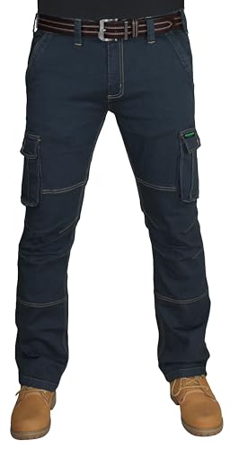 HASHOOB TRADING FZE Herren-Arbeitshose, Arbeitshose, Cargo-Denim-Jeans, Hose, strapazierfähig, mehrere Taschen (3J-BLACK2-38WX34L) von HASHOOB TRADING FZE