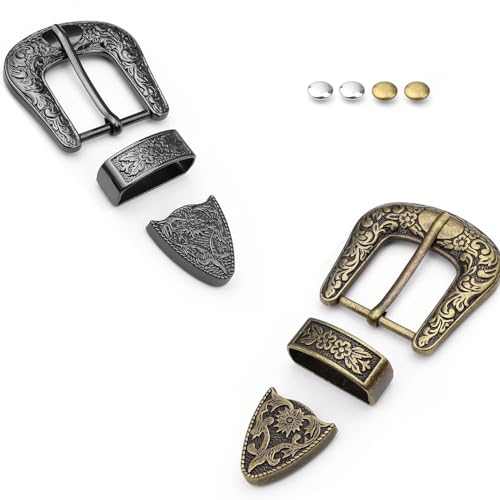 HASLED Gürtelschnallen Set (2 Stück) - Vintage Cowboy Design aus Metalllegierung für Herren & Damen von HASLED