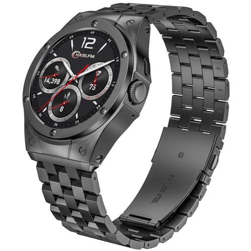 HASLFM Edelstahl-Gehäuse mit Band, kompatibel mit Google Pixel Watch 2, robustes Metall-Armband mit schützender Stoßfängerabdeckung für Google Pixel Watch 2 für Herren (grau) von HASLFM