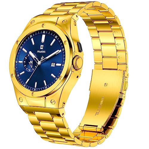 HASLFM Edelstahl Gehäuse mit Band, kompatibel mit Google Pixel Watch 3 45mm, Metall Armband mit schützender Stoßfängerabdeckung für Google Pixel Watch 3 45mm Herren, Gold HASLFM Edelstahl Gehäuse mit Band, kompatibel mit Google Pixel Watch 3 45mm, Metall Armband mit schützender Stoßfängerabdeckung für Google Pixel Watch 3 45mm Herren, Gold von HASLFM
