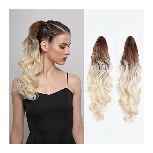 Fake Hair 18-Zoll-Haarteil mit lockiger Welle, Mini-Backen-Pferdeschwanz, Pferdeschwanz-Haarteil, Clip-in-Haarklammer, Pferdeschwanz-Verlängerung, Kunstfaser for Frauen Ponytail (Color : 007, Size : von HASMI