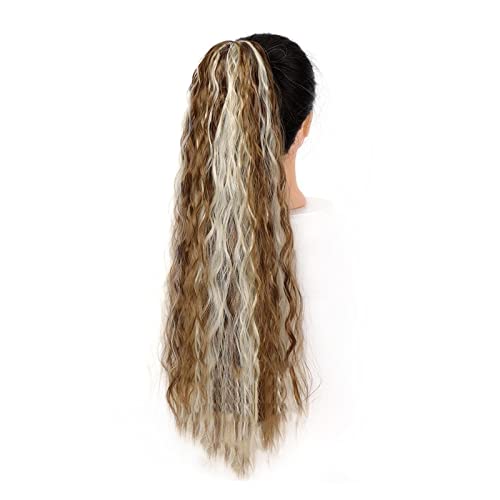 Fake Hair 24 Zoll lange lockige Extensions, lockige synthetische Pferdeschwanz-Haarteile for Frauen und Mädchen, Kordelzug, Puff-Pferdeschwanz, Clip-in-Pferdeschwanz Ponytail (Color : 6H613, Size : von HASMI