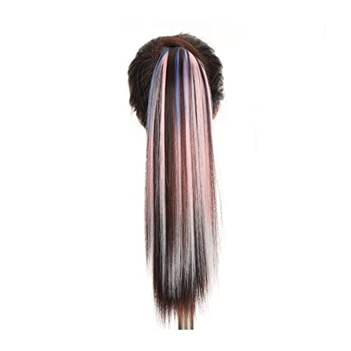 Fake Hair 45/55 cm Pferdeschwanz-Haarteil in verschiedenen Farben, weich, lang, gerade, modisch, synthetische Pferdeschwanz-Verlängerung, Clip-in, gerader Pferdeschwanz for Frauen und Mädchen Ponytail von HASMI