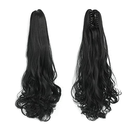 Fake Hair 55,9 cm gewelltes Pferdeschwanz-Haar mit Klaue, Clip-in-Haarverlängerung, hitzebeständige Faser, Pferdeschwanz-Haarteil for Frauen und Mädchen, Verlängerung, synthetisches, langes gewelltes von HASMI