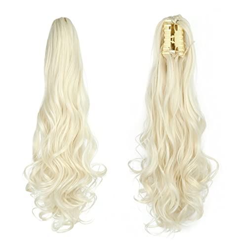 Fake Hair 55,9 cm gewelltes Pferdeschwanz-Haar mit Klaue, Clip-in-Haarverlängerung, hitzebeständige Faser, Pferdeschwanz-Haarteil for Frauen und Mädchen, Verlängerung, synthetisches, langes gewelltes von HASMI