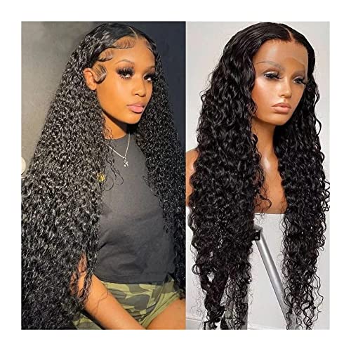 Gewellte Spitzenperücken Lockiges Echthaar Perücke 13x4 360 HD Tiefe Welle Lace Frontal Perücken for schwarze Frauen 150% Brasilianisches Echthaar 13x6 Wasserwelle Remy Haar Lace Front Perücke Natürli von HASMI