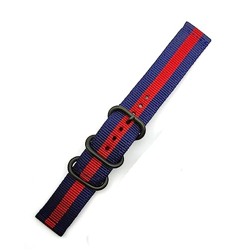 HASMI 18 20 22 24 mm Nylonarmband kompatibel for Samsung Galaxy Watch Active 2 40 44 mm Uhr 42 mm Gear S3 Schnellverschluss-Uhrenarmband Sportarmband (Color : Blue red blue, Size : 20mm) von HASMI