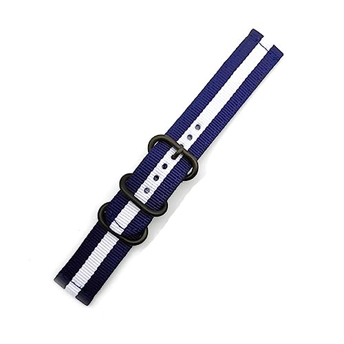 HASMI 18 20 22 24 mm Nylonarmband kompatibel for Samsung Galaxy Watch Active 2 40 44 mm Uhr 42 mm Gear S3 Schnellverschluss-Uhrenarmband Sportarmband (Color : Blue white blue, Size : 20mm) von HASMI