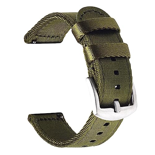 HASMI 18 20 22 24 mm Premium-Nylon-Uhrenarmband, Zubehör, Armband for Schnellverschluss, kompatibel for Samsung Galaxy Watch, kompatibel for Huawei Watch GT (Color : Green silver, Size : 20mm Width von HASMI