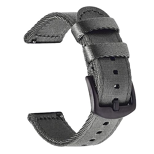 HASMI 18 20 22 24 mm Premium-Nylon-Uhrenarmband, Zubehör, Armband for Schnellverschluss, kompatibel for Samsung Galaxy Watch, kompatibel for Huawei Watch GT (Color : Grey black, Size : 18mm Width) von HASMI