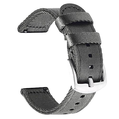 HASMI 18 20 22 24 mm Premium-Nylon-Uhrenarmband, Zubehör, Armband for Schnellverschluss, kompatibel for Samsung Galaxy Watch, kompatibel for Huawei Watch GT (Color : Grey silver, Size : 22mm Width) von HASMI