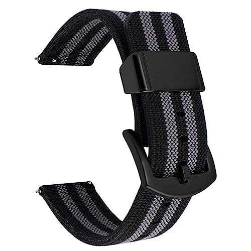 HASMI 18 mm 20 mm 22 mm 24 mm Nylon-Canvas-Armband, Schnellverschluss-Uhrenarmband, kompatibel for Samsung Galaxy Watch 5/4/3 41 45 mm Classic4 46 42 mm Armband (Color : Blackgrey-black, Size : 18mm von HASMI