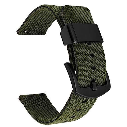 HASMI 18 mm 20 mm 22 mm 24 mm Nylon-Canvas-Armband, Schnellverschluss-Uhrenarmband, kompatibel for Samsung Galaxy Watch 5/4/3 41 45 mm Classic4 46 42 mm Armband (Color : Green-black, Size : 18mm Wid von HASMI