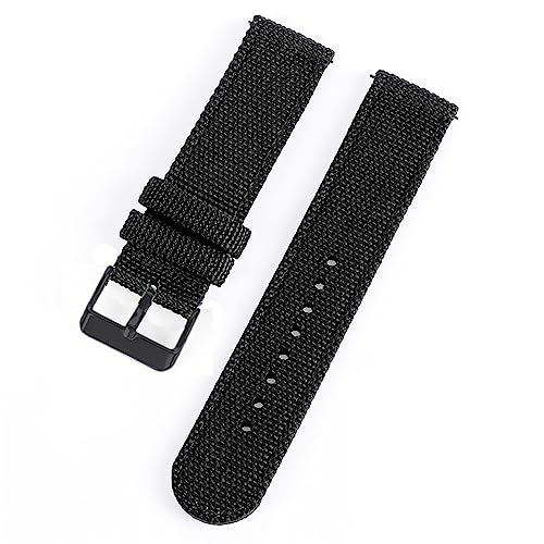 HASMI 18 mm 20 mm 22 mm 24 mm Nylon-Canvas-Uhrenarmband, gewebter weicher Gürtel, universelles Armband, kompatibel for Sport-Schnellverschluss-Armband for Herren und Damen (Color : Black-black, Size von HASMI