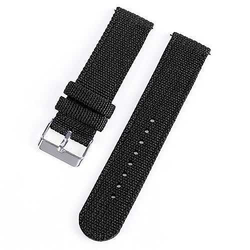 HASMI 18 mm 20 mm 22 mm 24 mm Nylon-Canvas-Uhrenarmband, gewebter weicher Gürtel, universelles Armband, kompatibel for Sport-Schnellverschluss-Armband for Herren und Damen (Color : Black-silver, Siz von HASMI