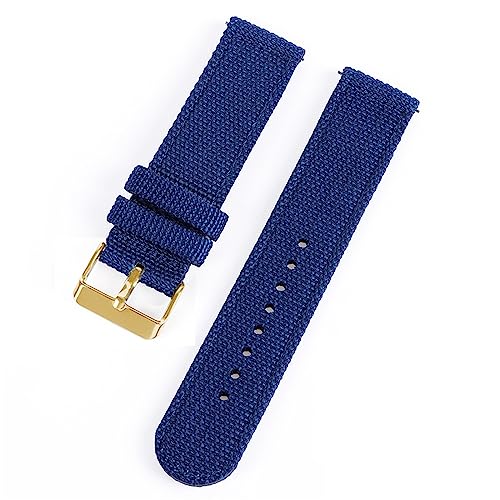 HASMI 18 mm 20 mm 22 mm 24 mm Nylon-Canvas-Uhrenarmband, gewebter weicher Gürtel, universelles Armband, kompatibel for Sport-Schnellverschluss-Armband for Herren und Damen (Color : Blue-gold, Size : von HASMI