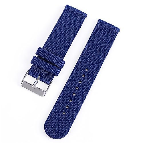 HASMI 18 mm 20 mm 22 mm 24 mm Nylon-Canvas-Uhrenarmband, gewebter weicher Gürtel, universelles Armband, kompatibel for Sport-Schnellverschluss-Armband for Herren und Damen (Color : Blue-silver, Size von HASMI