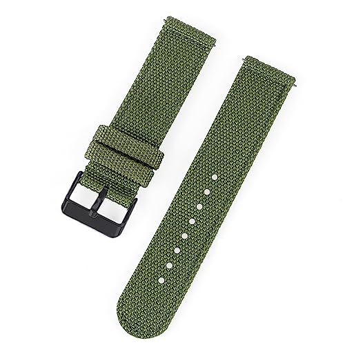 HASMI 18 mm 20 mm 22 mm 24 mm Nylon-Canvas-Uhrenarmband, gewebter weicher Gürtel, universelles Armband, kompatibel for Sport-Schnellverschluss-Armband for Herren und Damen (Color : Green-black, Size von HASMI