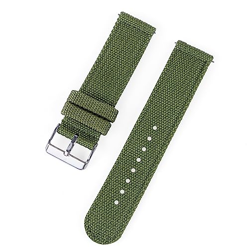 HASMI 18 mm 20 mm 22 mm 24 mm Nylon-Canvas-Uhrenarmband, gewebter weicher Gürtel, universelles Armband, kompatibel for Sport-Schnellverschluss-Armband for Herren und Damen (Color : Green-silver, Siz von HASMI