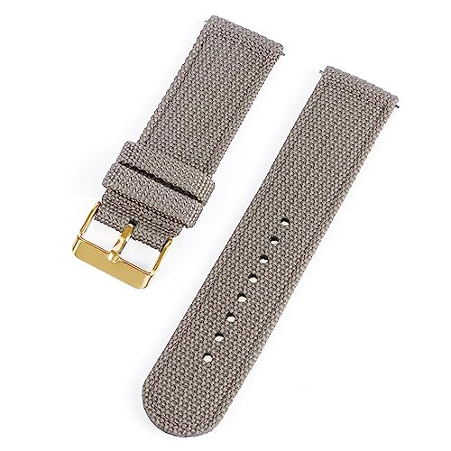 HASMI 18 mm 20 mm 22 mm 24 mm Nylon-Canvas-Uhrenarmband, gewebter weicher Gürtel, universelles Armband, kompatibel for Sport-Schnellverschluss-Armband for Herren und Damen (Color : Grey-gold, Size : von HASMI