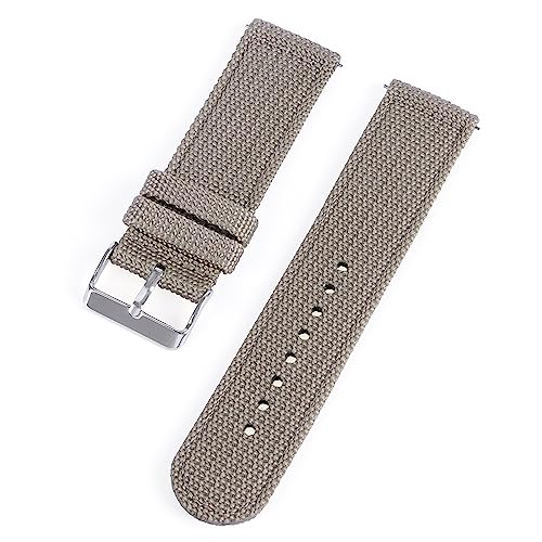 HASMI 18 mm 20 mm 22 mm 24 mm Nylon-Canvas-Uhrenarmband, gewebter weicher Gürtel, universelles Armband, kompatibel for Sport-Schnellverschluss-Armband for Herren und Damen (Color : Grey-silver, Size von HASMI