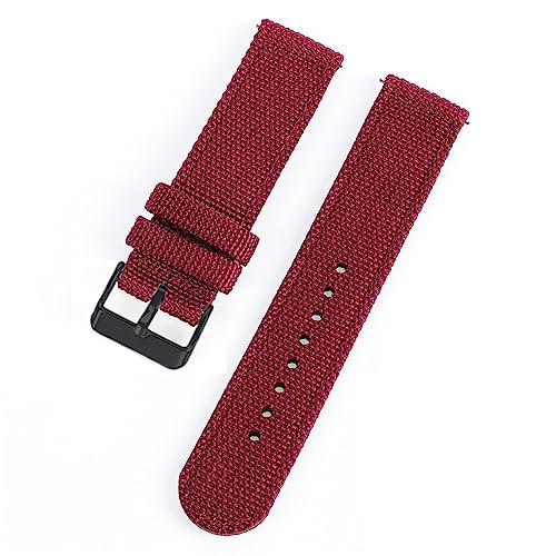 HASMI 18 mm 20 mm 22 mm 24 mm Nylon-Canvas-Uhrenarmband, gewebter weicher Gürtel, universelles Armband, kompatibel for Sport-Schnellverschluss-Armband for Herren und Damen (Color : Red-black, Size : von HASMI