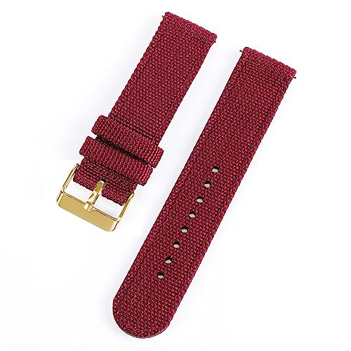 HASMI 18 mm 20 mm 22 mm 24 mm Nylon-Canvas-Uhrenarmband, gewebter weicher Gürtel, universelles Armband, kompatibel for Sport-Schnellverschluss-Armband for Herren und Damen (Color : Red-gold, Size : von HASMI