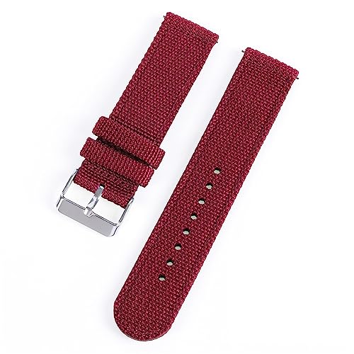 HASMI 18 mm 20 mm 22 mm 24 mm Nylon-Canvas-Uhrenarmband, gewebter weicher Gürtel, universelles Armband, kompatibel for Sport-Schnellverschluss-Armband for Herren und Damen (Color : Red-silver, Size von HASMI