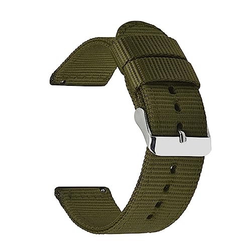 HASMI 18 mm 20 mm 22 mm 24 mm Premium-Nylonarmband, kompatibel for Samsung Galaxy Watch3 41 46 mm Watch42 46 mm Active2 40 44 mm Schnellwechsel-Uhrenarmband (Color : Army green, Size : 22mm) von HASMI