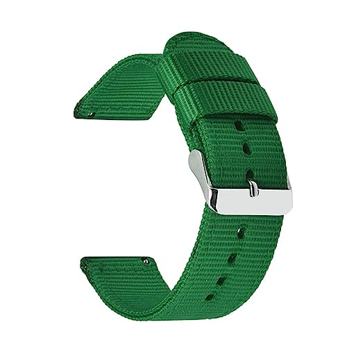 HASMI 18 mm 20 mm 22 mm 24 mm Premium-Nylonarmband, kompatibel for Samsung Galaxy Watch3 41 46 mm Watch42 46 mm Active2 40 44 mm Schnellwechsel-Uhrenarmband (Color : Green, Size : 22mm) von HASMI