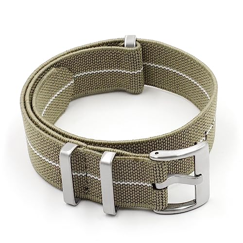 HASMI 18 mm 20 mm 22 mm Uhrenarmband aus Nylongewebe, kompatibel for Herren und Damen, elastisches geflochtenes Armband, Sportarmband, verstellbares Handgelenkband, Universalgürtel (Color : Khaki whi von HASMI