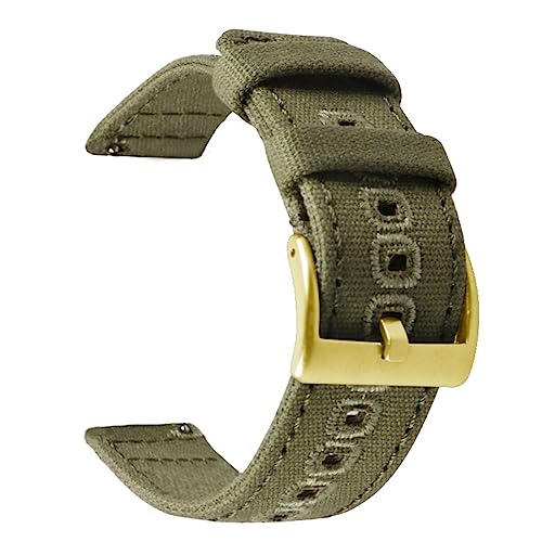 HASMI 18 mm 20 mm 22 mm geflochtenes Canvas-Armband kompatibel for Samsung Galaxy Watch 3/4 40 mm 44 mm klassisches 46 mm 42 mm Schnellverschluss-Armband kompatibel for Germin (Color : Army green gol von HASMI