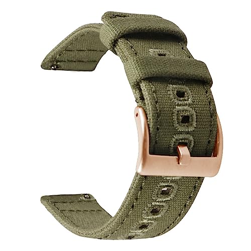 HASMI 18 mm 20 mm 22 mm geflochtenes Canvas-Armband kompatibel for Samsung Galaxy Watch 3/4 40 mm 44 mm klassisches 46 mm 42 mm Schnellverschluss-Armband kompatibel for Germin (Color : Army green ros von HASMI