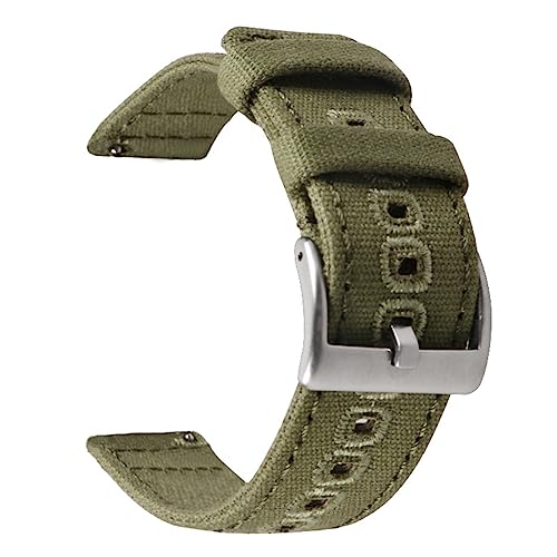 HASMI 18 mm 20 mm 22 mm geflochtenes Canvas-Armband kompatibel for Samsung Galaxy Watch 3/4 40 mm 44 mm klassisches 46 mm 42 mm Schnellverschluss-Armband kompatibel for Germin (Color : Army green sil von HASMI