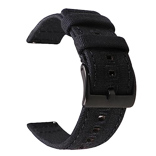 HASMI 18 mm 20 mm 22 mm geflochtenes Canvas-Armband kompatibel for Samsung Galaxy Watch 3/4 40 mm 44 mm klassisches 46 mm 42 mm Schnellverschluss-Armband kompatibel for Germin (Color : Black black, von HASMI