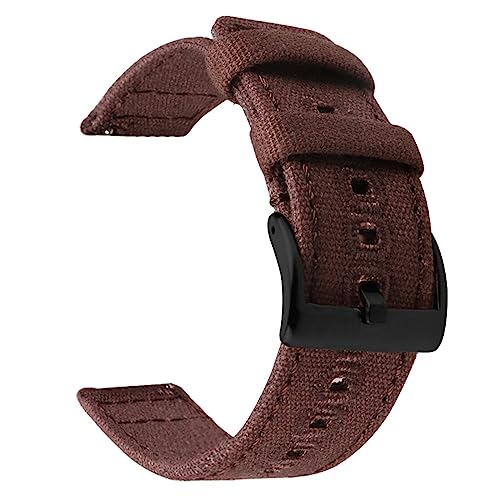 HASMI 18 mm 20 mm 22 mm geflochtenes Canvas-Armband kompatibel for Samsung Galaxy Watch 3/4 40 mm 44 mm klassisches 46 mm 42 mm Schnellverschluss-Armband kompatibel for Germin (Color : Brown black, von HASMI