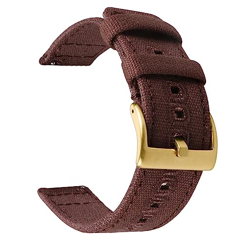 HASMI 18 mm 20 mm 22 mm geflochtenes Canvas-Armband kompatibel for Samsung Galaxy Watch 3/4 40 mm 44 mm klassisches 46 mm 42 mm Schnellverschluss-Armband kompatibel for Germin (Color : Brown gold, S von HASMI