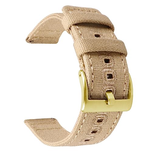 HASMI 18 mm 20 mm 22 mm geflochtenes Canvas-Armband kompatibel for Samsung Galaxy Watch 3/4 40 mm 44 mm klassisches 46 mm 42 mm Schnellverschluss-Armband kompatibel for Germin (Color : Khaki gold, S von HASMI