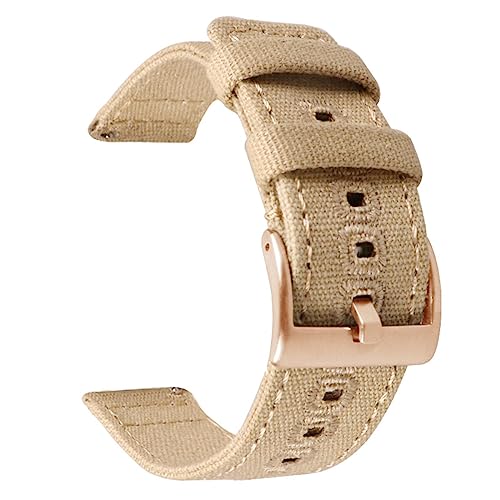 HASMI 18 mm 20 mm 22 mm geflochtenes Canvas-Armband kompatibel for Samsung Galaxy Watch 3/4 40 mm 44 mm klassisches 46 mm 42 mm Schnellverschluss-Armband kompatibel for Germin (Color : Khaki rose gol von HASMI