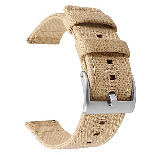 HASMI 18 mm 20 mm 22 mm geflochtenes Canvas-Armband kompatibel for Samsung Galaxy Watch 3/4 40 mm 44 mm klassisches 46 mm 42 mm Schnellverschluss-Armband kompatibel for Germin (Color : Khaki silver, von HASMI