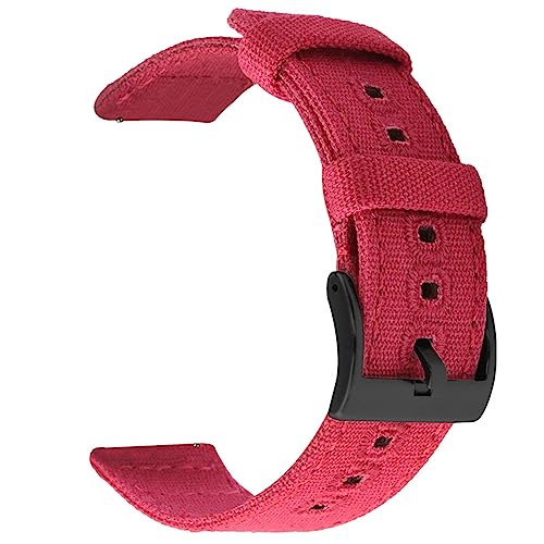 HASMI 18 mm 20 mm 22 mm geflochtenes Canvas-Armband kompatibel for Samsung Galaxy Watch 3/4 40 mm 44 mm klassisches 46 mm 42 mm Schnellverschluss-Armband kompatibel for Germin (Color : Red black, Si von HASMI