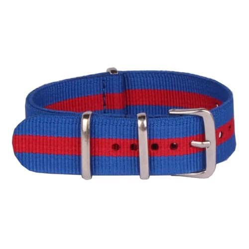 HASMI 18 mm Cambo Blau Rot Streifen Casual Nylon gewebtes Uhrenarmband Armband Band Schnalle Gürtel 18 mm kompatibel Damen Damen von HASMI