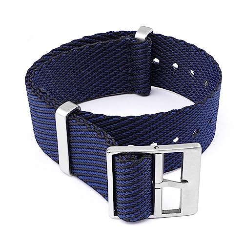 HASMI 18mm 20mm 22mm 24mm Premium Soft Nylon geflochtenes Uhrenarmband Zubehör Armband Sport kompatibel for Tudor Armband (Color : Blue black, Size : Medium) von HASMI