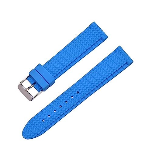 HASMI 18mm 20mm 22mm 24mm Silikon Sport Strap Pin Schnalle Wasserdichte Gummi Männer Ersatz Armband Handgelenk Band uhr Zubehör (Color : Blue, Size : 20mm) von HASMI