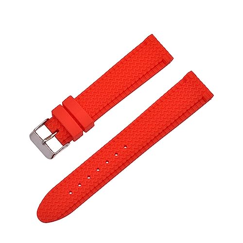 HASMI 18mm 20mm 22mm 24mm Silikon Sport Strap Pin Schnalle Wasserdichte Gummi Männer Ersatz Armband Handgelenk Band uhr Zubehör (Color : Red, Size : 20mm) von HASMI