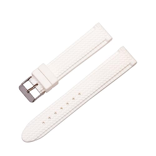 HASMI 18mm 20mm 22mm 24mm Silikon Sport Strap Pin Schnalle Wasserdichte Gummi Männer Ersatz Armband Handgelenk Band uhr Zubehör (Color : Wit, Size : 20mm) von HASMI